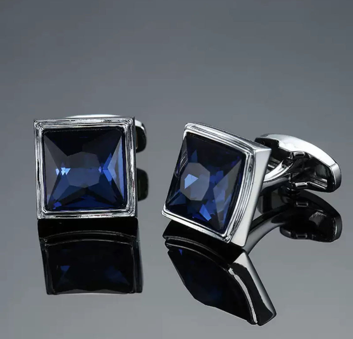 Запонки медицинская сталь, кристаллы Swarovski