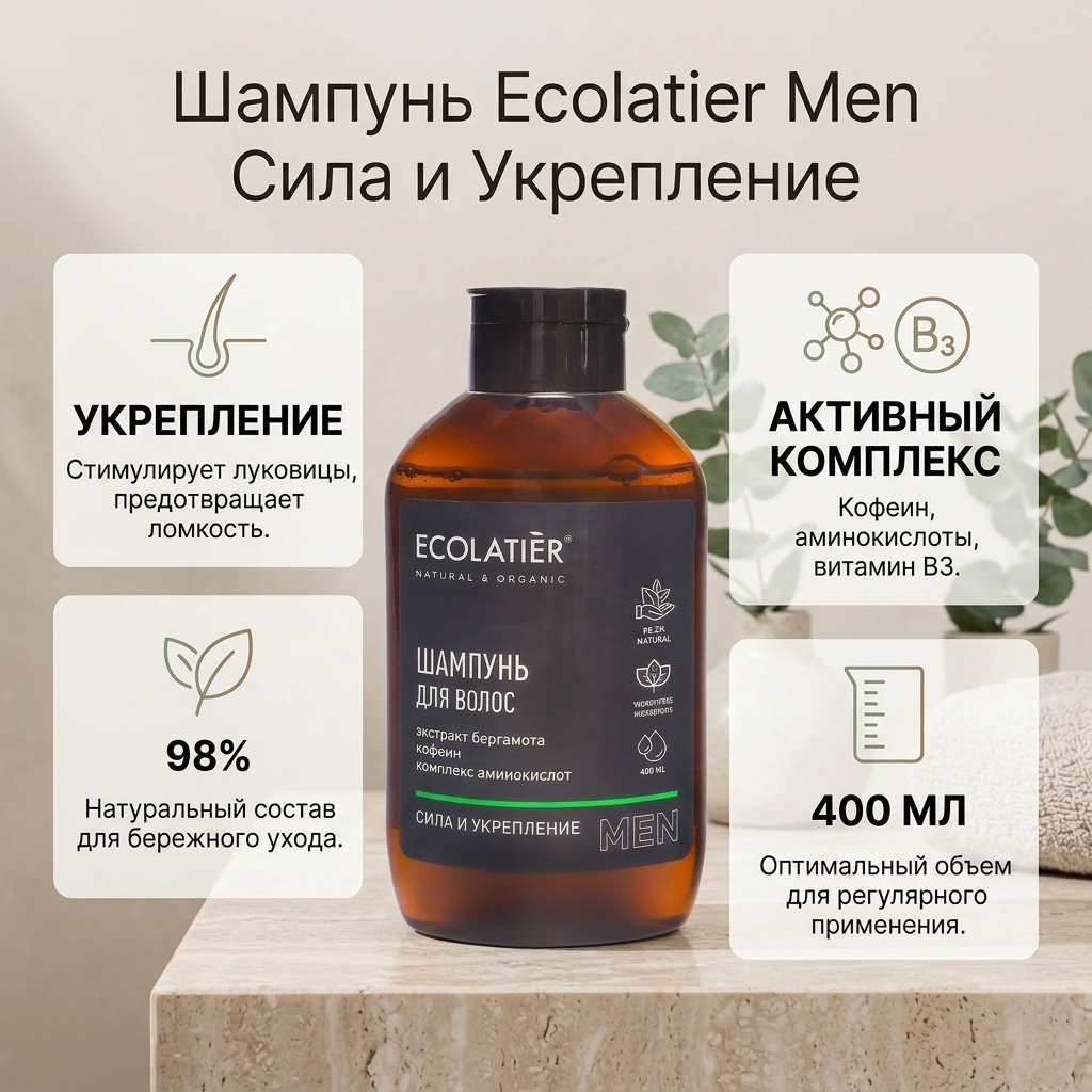 Ecolatier Сила и Укрепление шампунь 400 мл