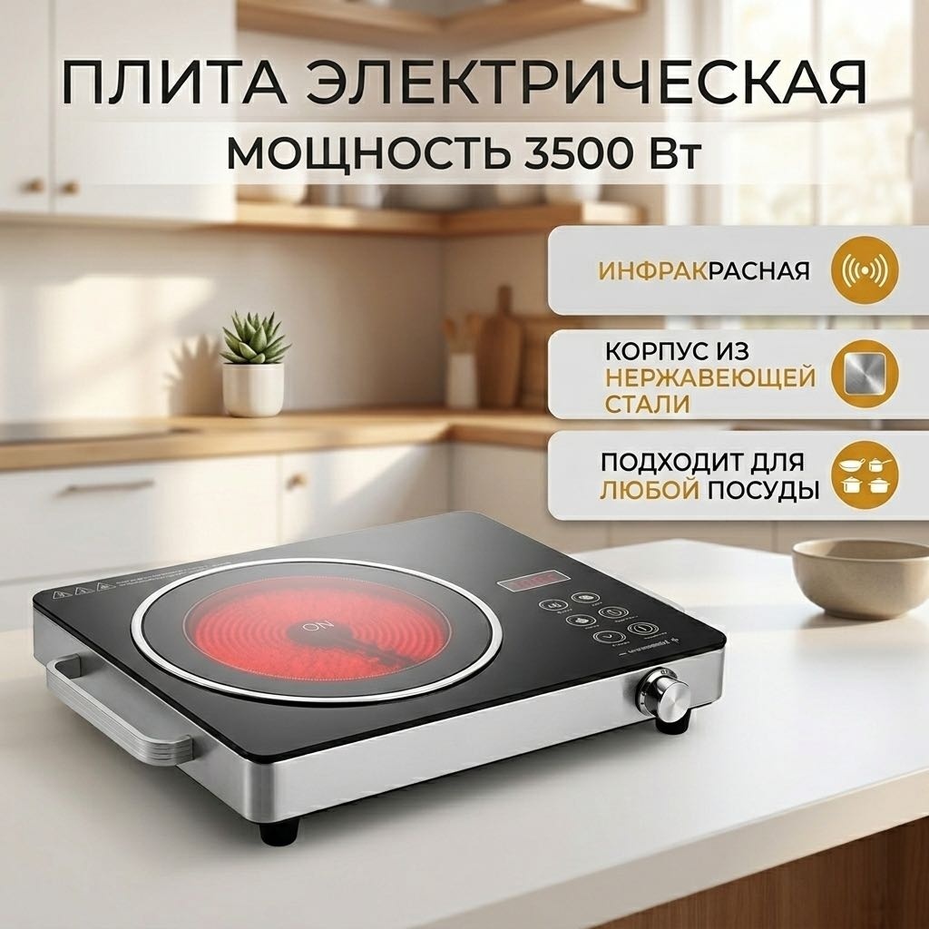 Настольная плита ZOYYA SC-7031 черный, серый