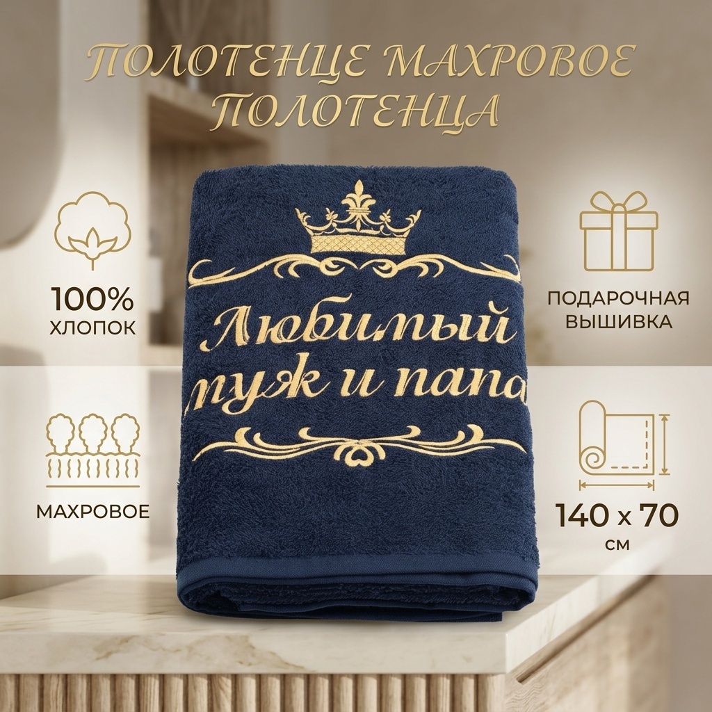 Полотенце 140x70 см, хлопок, 1 шт,