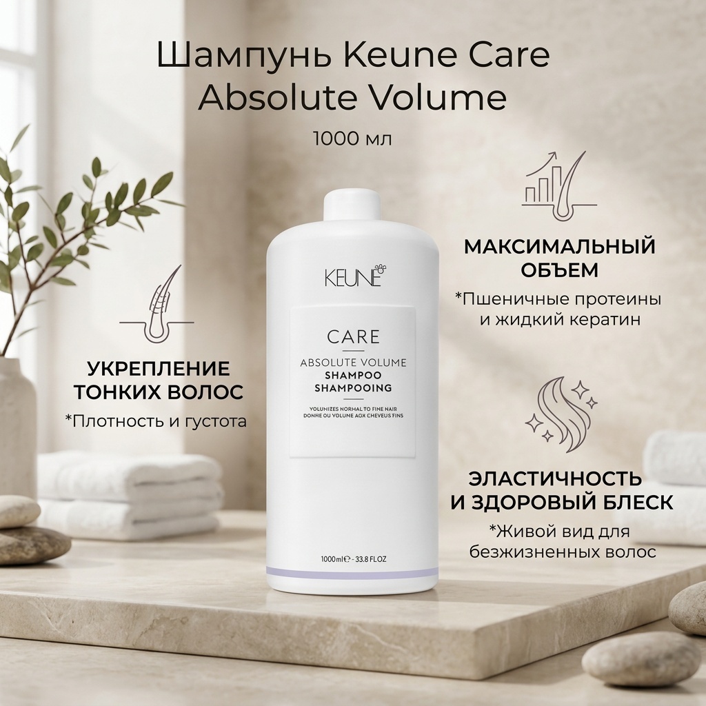 Keune Care Absolute Volume шампунь 1000 мл