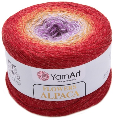 Моток YarnArt Flowers Alpaca 419 - Красно-бежево-лиловый 940 м 250 г