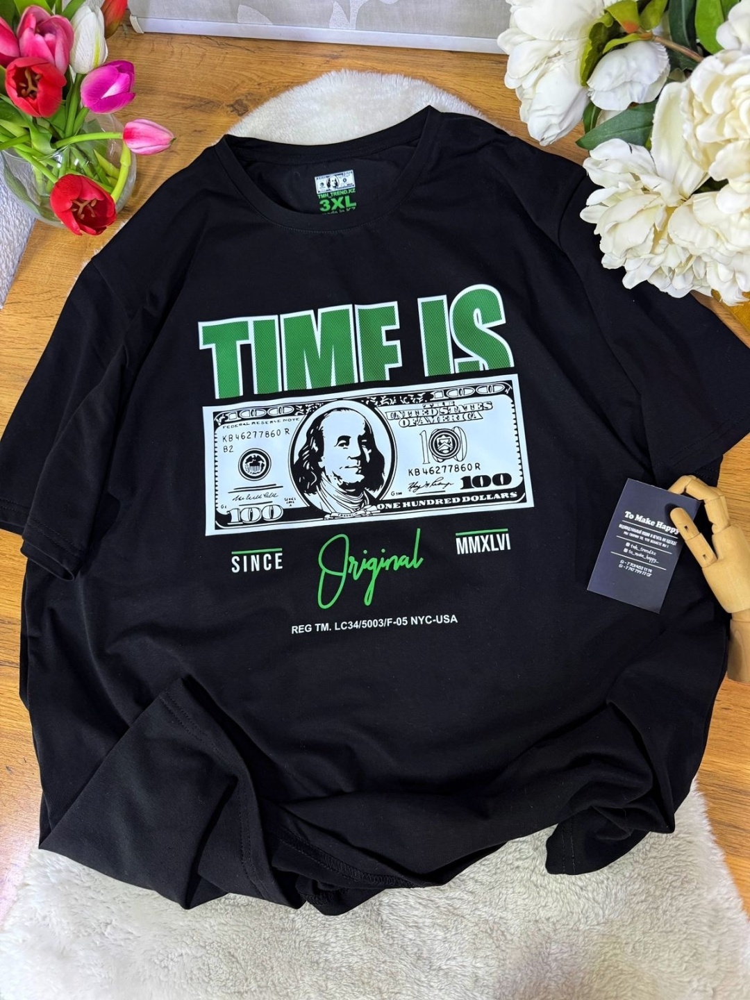Футболка TMH_TREND.KZ Время деньги Time is money черный