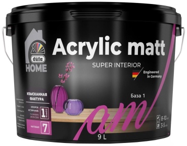 Dufa водно-дисперсионная Acrylic matt 9 л, белый цвет