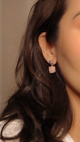 Серьги Bronzallure бронза, розовый кварц