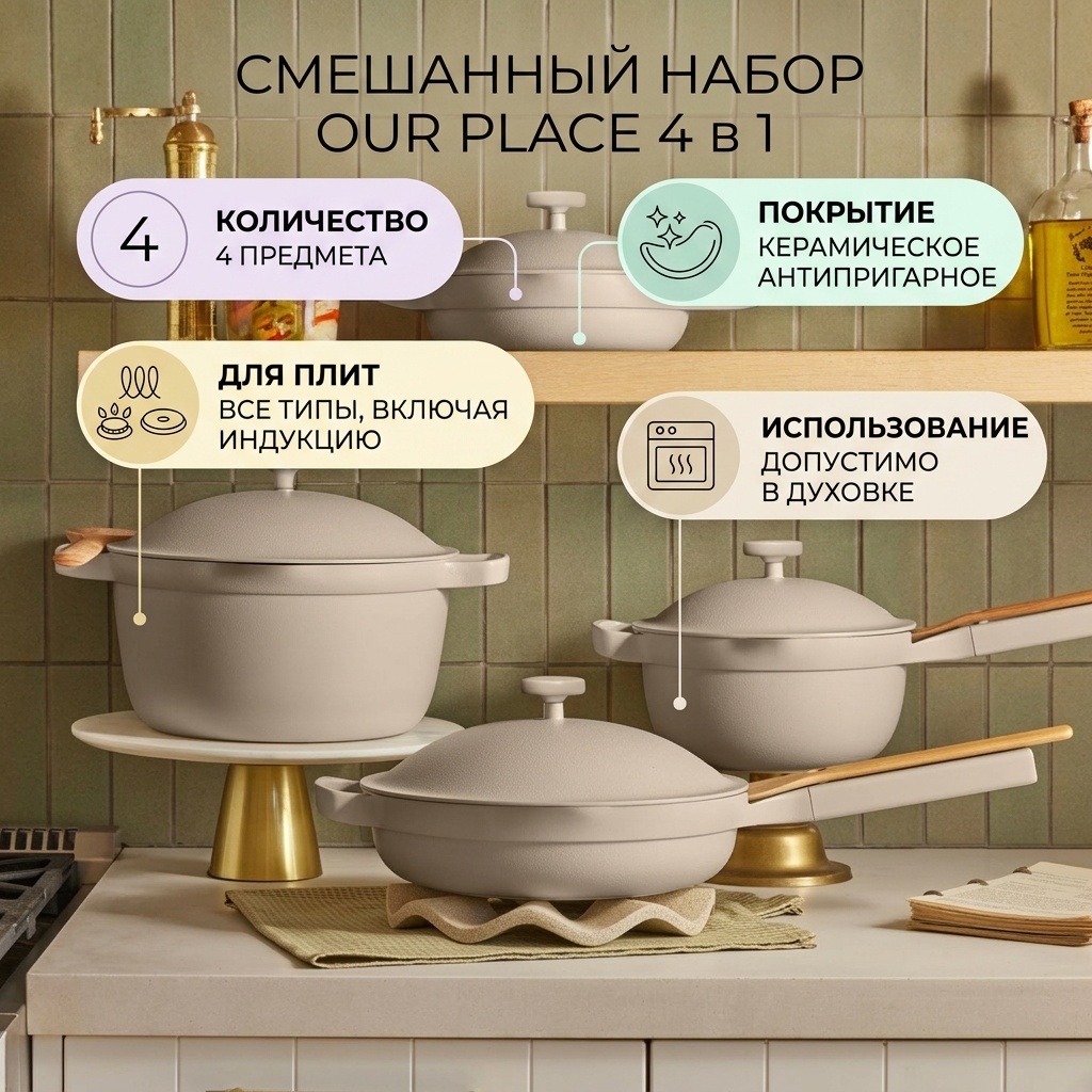 OUR PLACE набор посуды Cookware Set 4 в 1