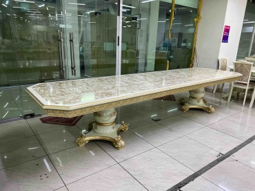Обеденный стол Голд, 600х110x78 см, МДФ, бежевый, слоновая кость
