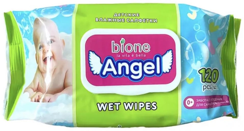 Детские влажные салфетки Angel 120 шт