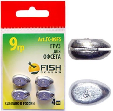 Овал Fish Season Груз Fish Season сменный для офсетного крючка 9 г. (4 шт.) 9 г