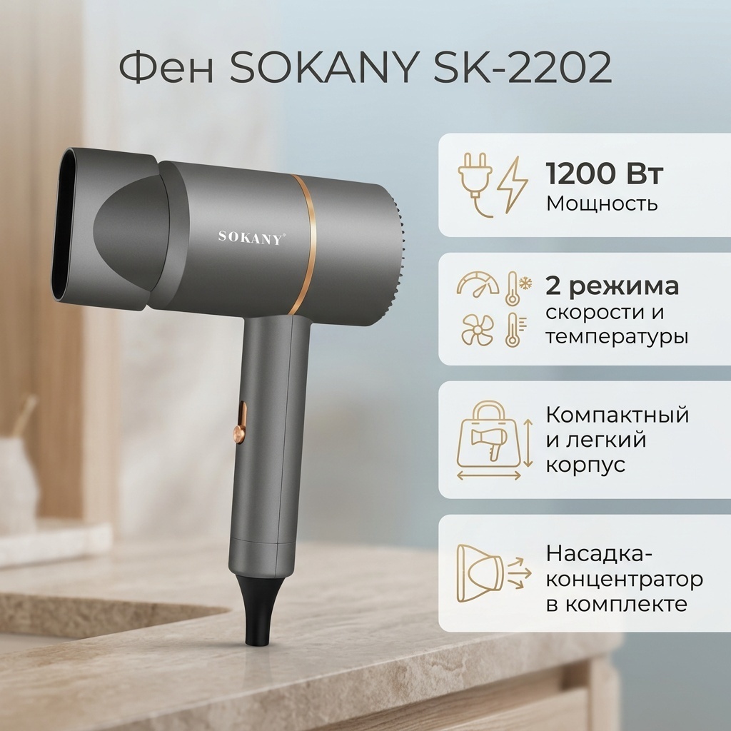 SOKANY SK 2202 фен серый