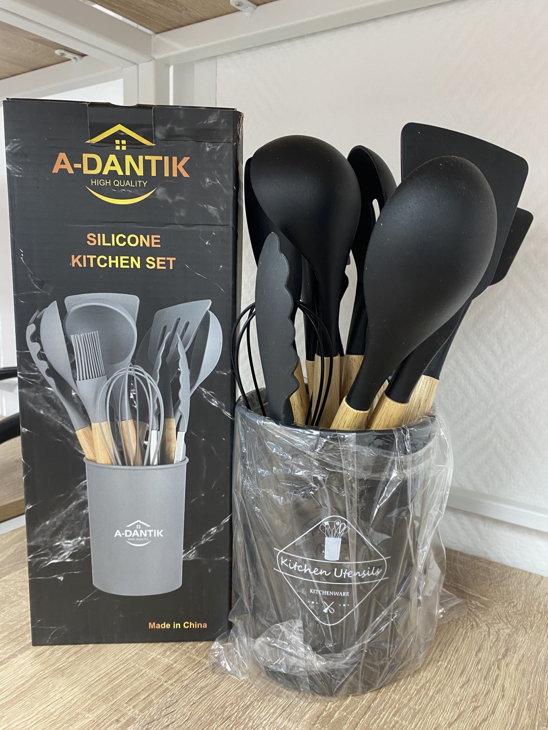 Набор кухонных инструментов A-DANTIK дерево, силикон, 12 шт