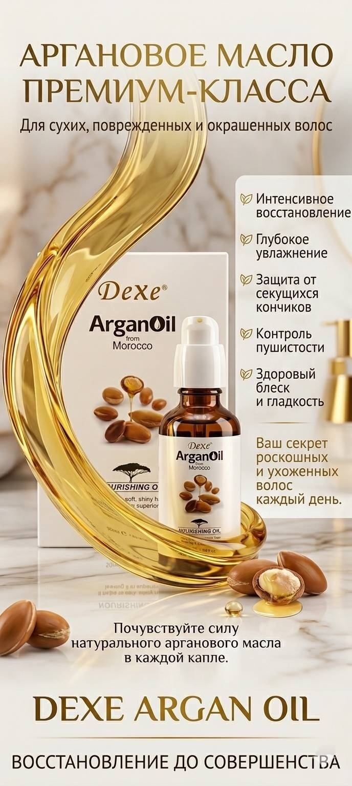 Dexe DeXe Argan Oil from Morocco, Арганое масло для волос масло 50 мл