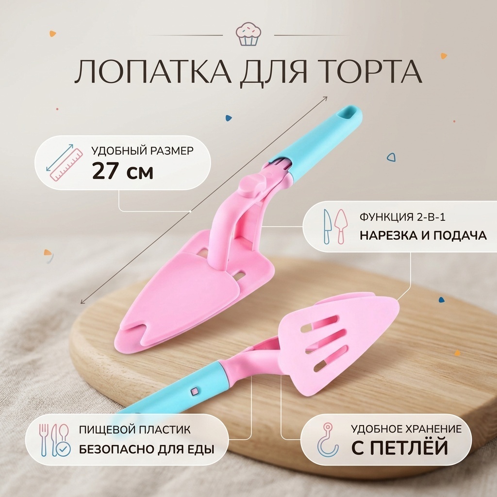 Лопатка для торта пластик, 1 шт