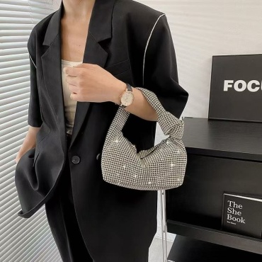 Клатч Bag is Power текстиль, стразы серебристый