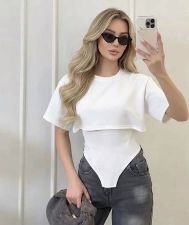 Футболка KAYRO однотонный белый, розовый
