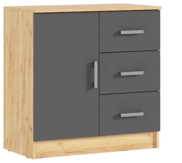 Комод РусМебель Бася, 80x43x81.6 см, коричневый, графит