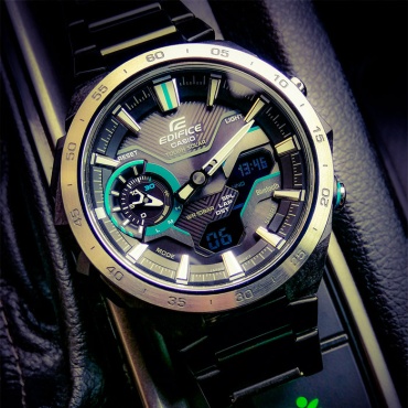 Кварцевые CASIO ECB-2200DD-1ADF сталь, карбон