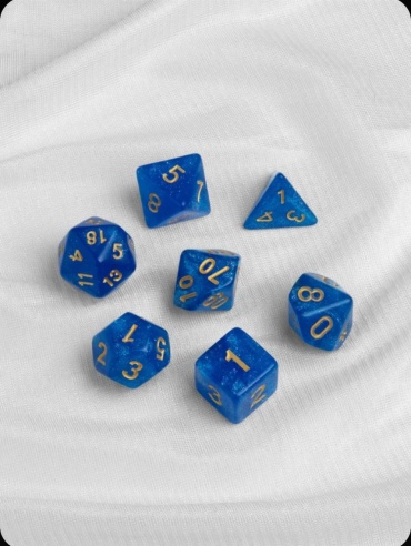 Игральный кубик ролевой 7 шт, синий, мультиколор