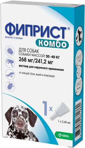 Фиприст Комбо, Капли против внешних паразитов для собак массой от 20 до 40 кг, 2,68 мл