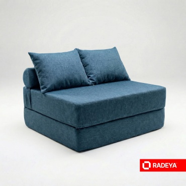 Мини-диван RADEYA Эмбер, 100х100 см, обивка рогожка, темно-синий