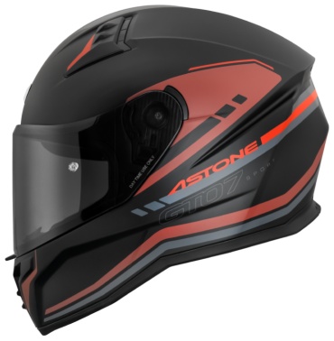 ASTONE GTO7 черный матовый, красный 2XL