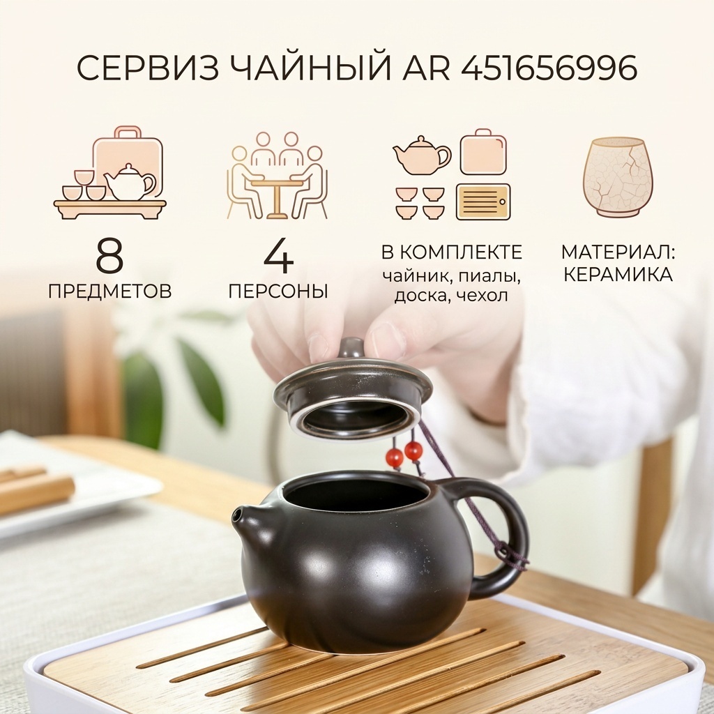 Сервиз на 4 персоны AR , предметов: 8, чайный, керамика, металл
