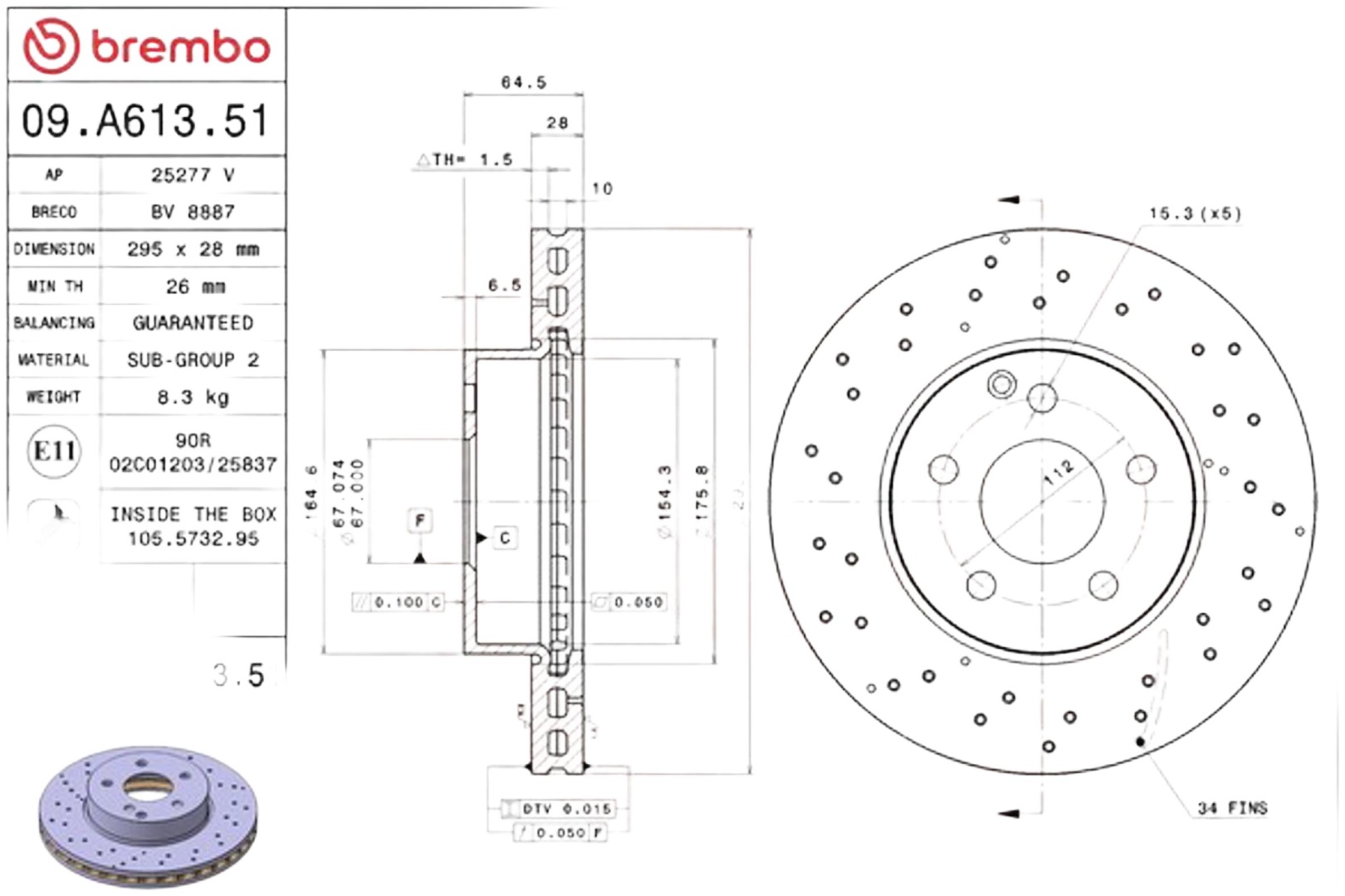 Диски Brembo передние 09A61351