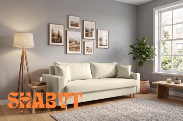 Тахта Shabyt Мэка, 220х80 см, обивка велюр, кремовый