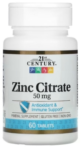 21st Century Zinc Citrate (Цитрат цинка) 50 мг таблетки 60 шт
