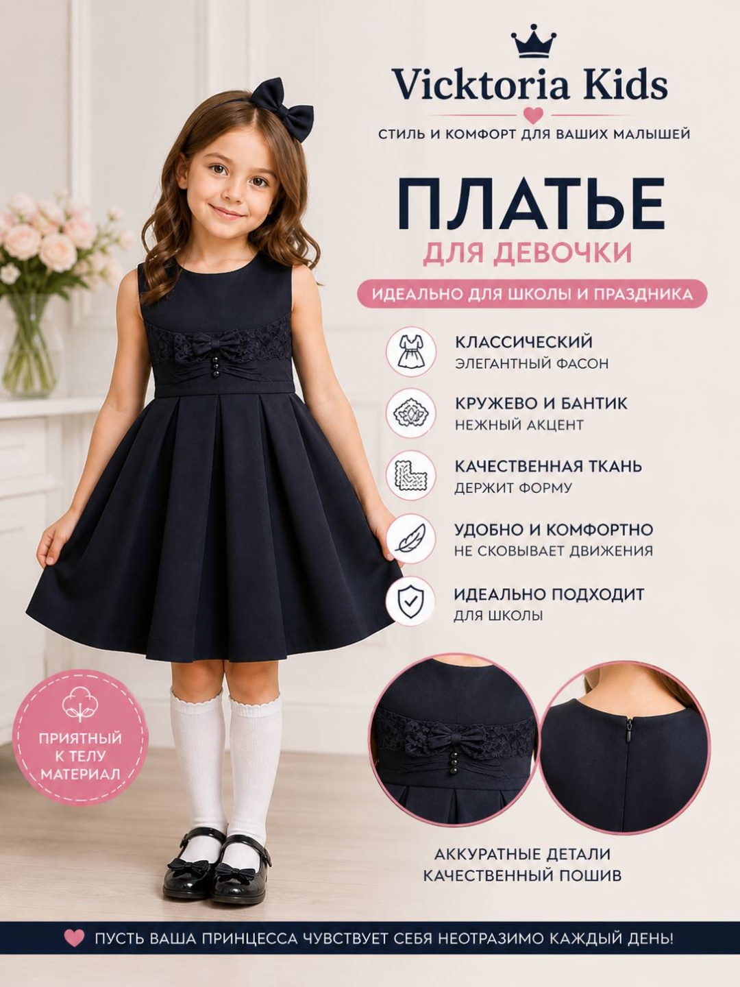 Школьное платье платье Vicktoria Kids черный, синий
