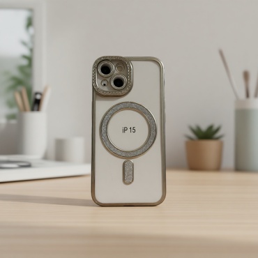 Чехол MNS для Apple iPhone 15 серебристый