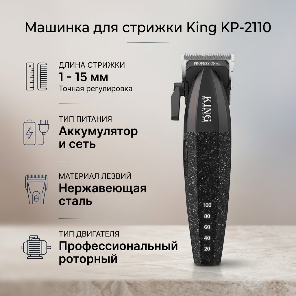 King машинка для стрижки KP-2110 черный