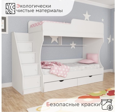 Двухъярусная кровать ТАМиРАМ 8908757, 80x180 см, белый