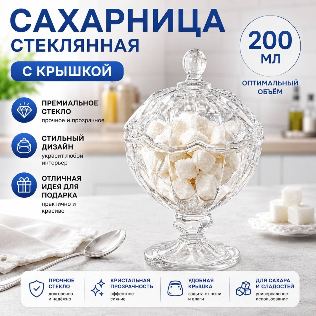 SAGADAT сахарница S-129 1 шт, стекло