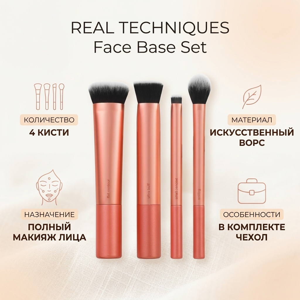 REAL TECHNIQUES набор кистей Face base set 4 шт