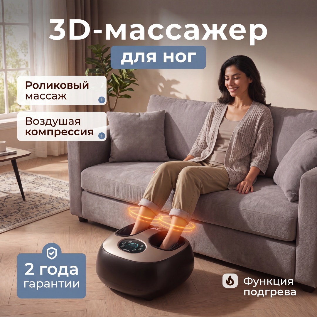 Массажер Kinoka 17-006 напольный 3D-массаж, вибрационный, воздушно-компрессионный, роликовый
