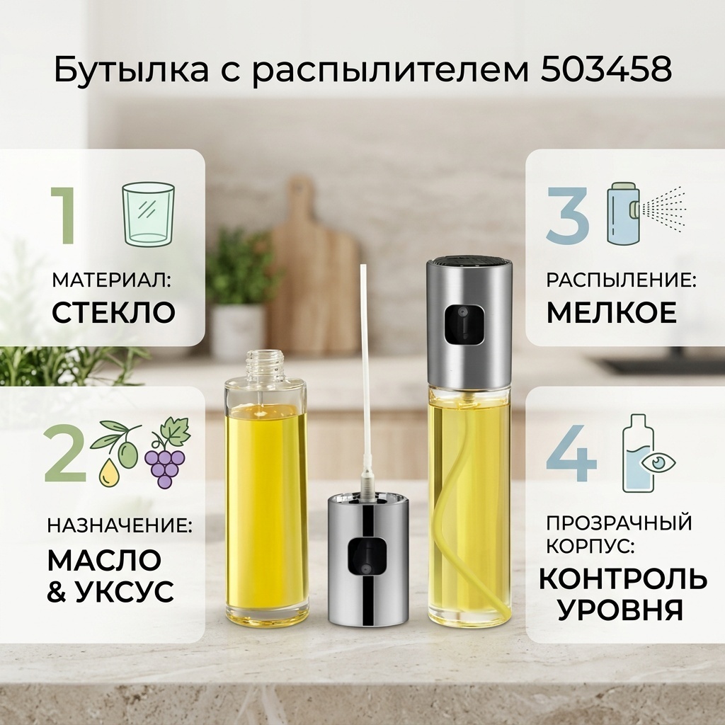 Бутылка с распылителем 503458, стекло