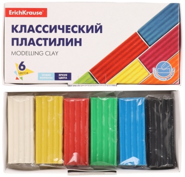 Пластилин классический "Basic" 6 цветов, 96 гр, без стека (ErichKrause)
