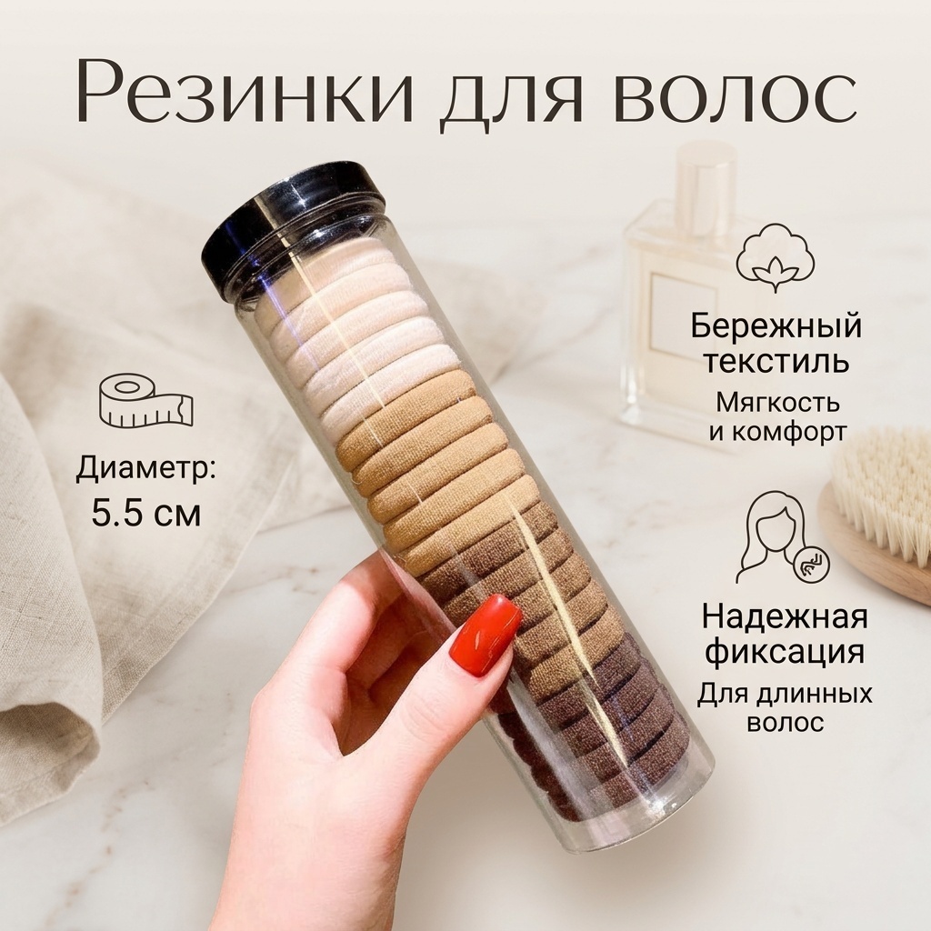 Резинка 20 шт, бежевый, коричневый