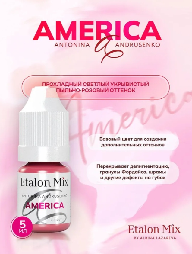 Etalon Mix для губ AMERICA by. A. Andrusenko пигмент Прохладный укрывистый светлый пыльно-розовый 5 мл