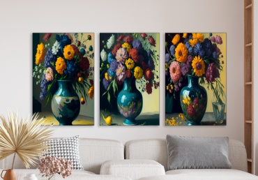 Room Art KZ модульная картина ваза с цветами 200x100 см