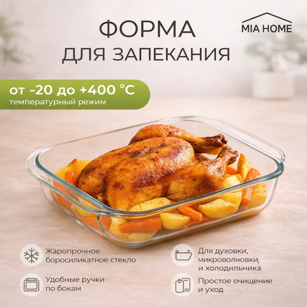 MIA HOME Форма для запекания, стекло