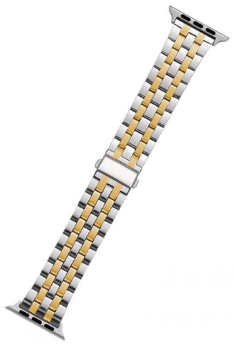 Ремешок BOGEMA для Apple Watch Series 4, Watch Series 5, Watch Series 6, Watch Series 7, Watch Series 8, Watch SE, Watch SE 2nd Gen, Watch SE 3, Watch Series 9 серебристый-золотистый