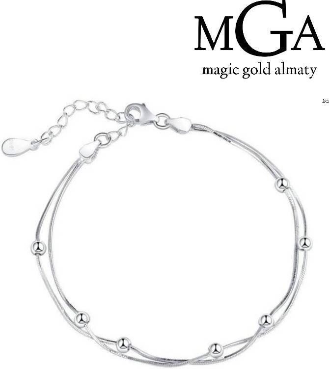 Magic gold almaty MgA89057000 длина 19 см, вес 1.9 г серебро, плетение снейк