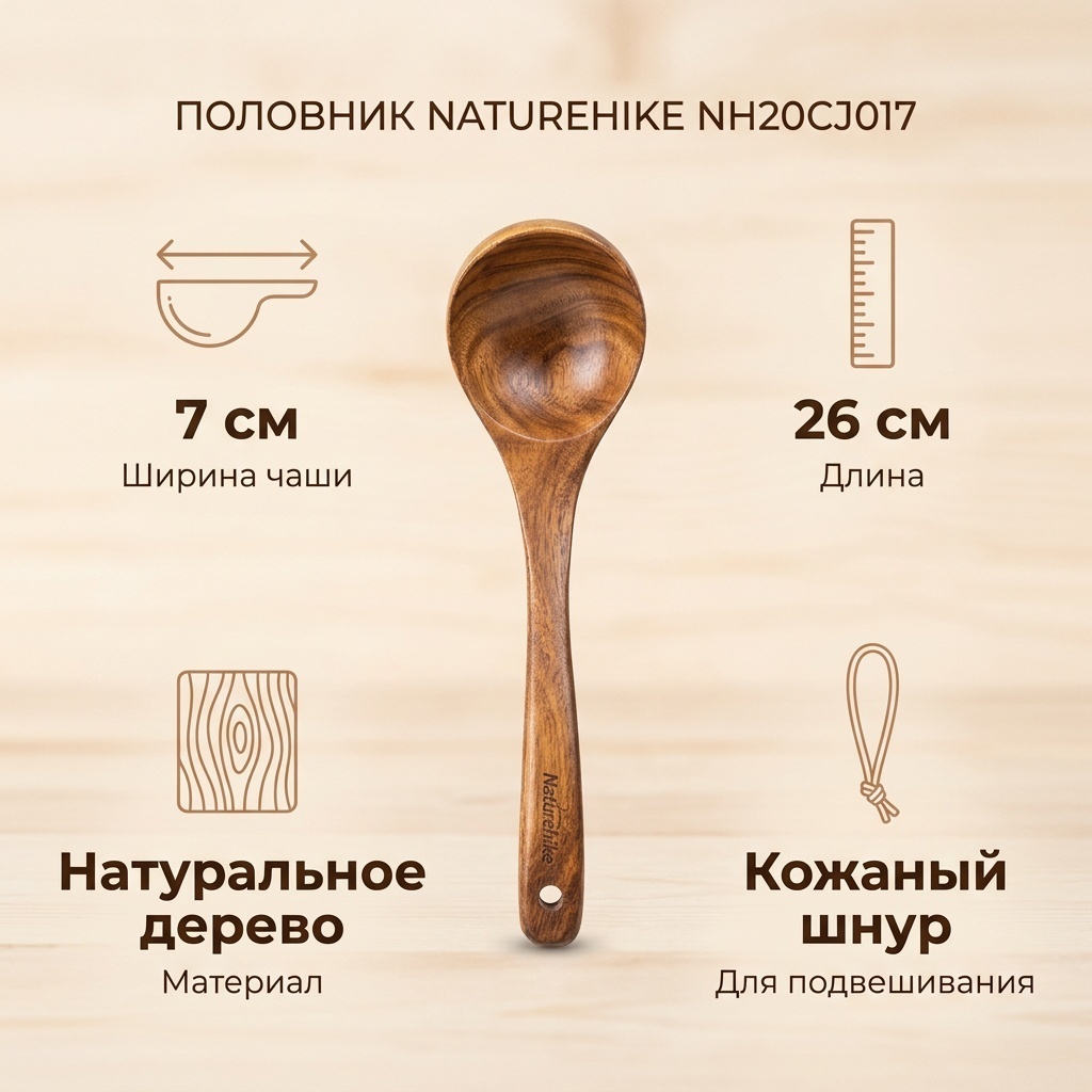 Половник Naturehike дерево, 1 шт
