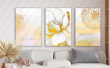 Room Art KZ модульная картина Золотой лотос картина 180x90 см