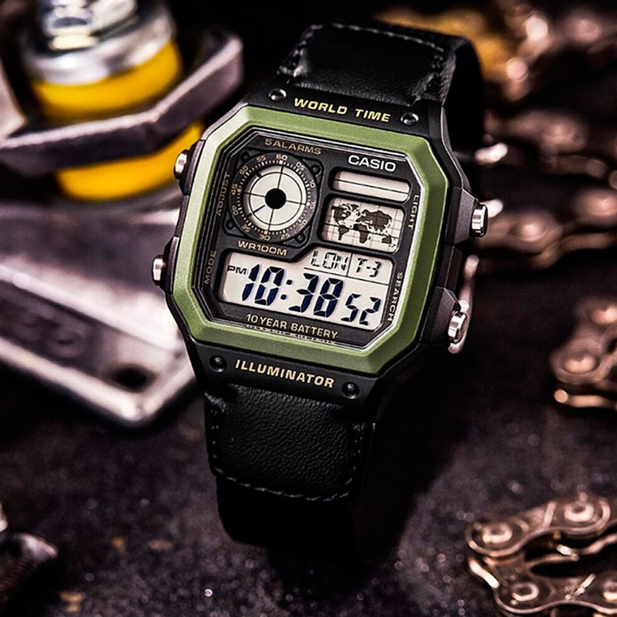 Кварцевые CASIO AE-1200WHB-1BVDF пластик