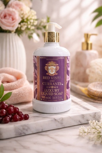 Жидкое мыло туалетное SAPONIFICIO ARTIGIANALE FIORENTINO LUXURY LIQUID SOAP Красный виноград и Смородина 1 шт