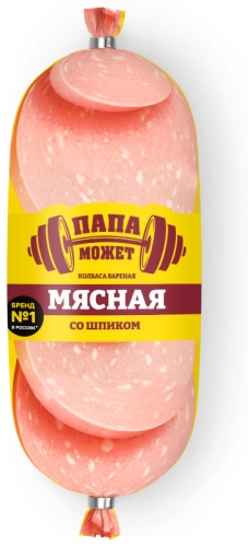 Колбаса Папа Может Мясная со шпиком вареная 400 г