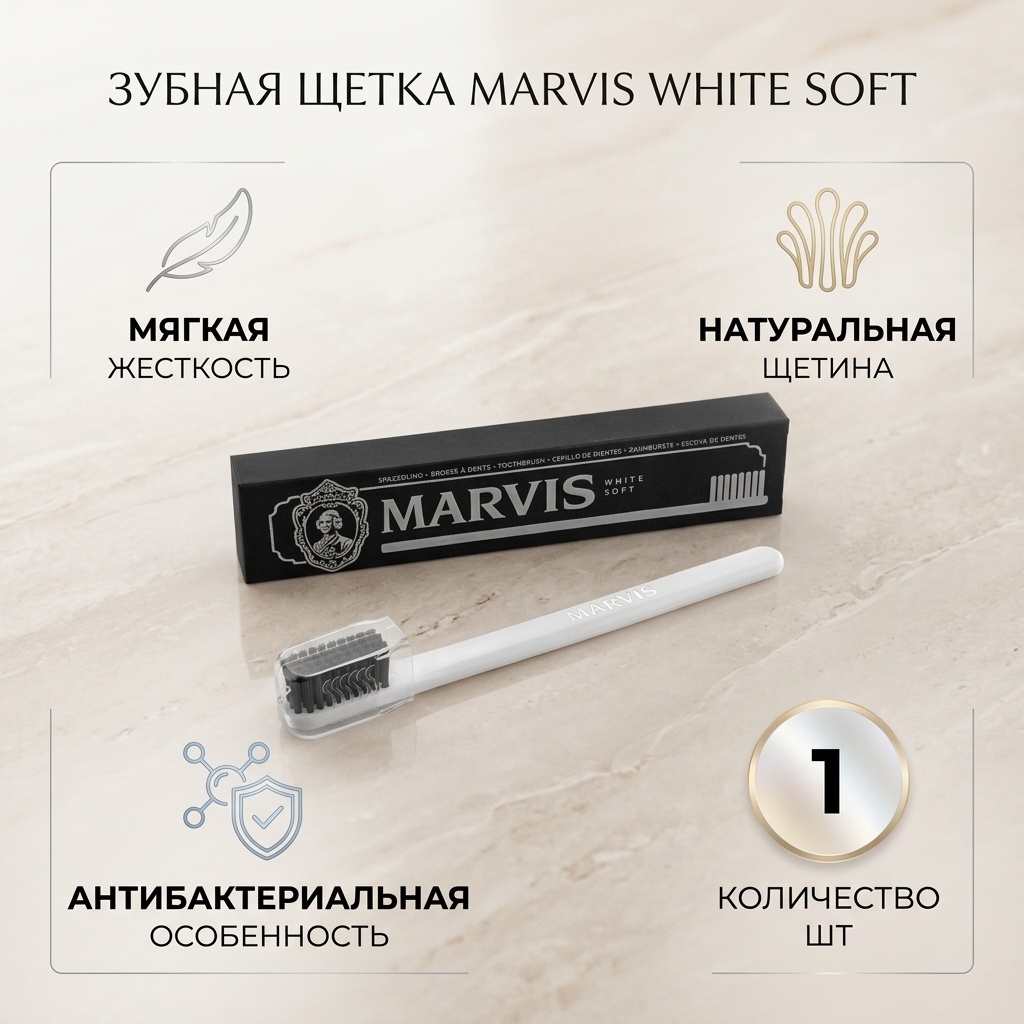 Marvis White Soft зубная щетка мягкая 1 шт